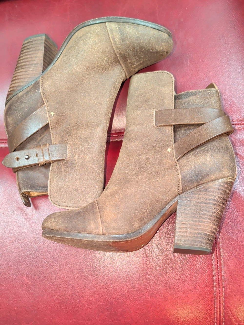 Rag & Bone Kinsey Genuine Suede Leather Stacked Wood Heel Ankle Booties Shoes 5